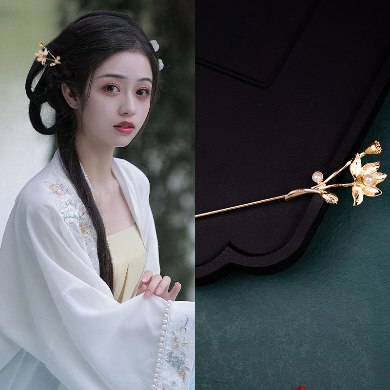 Ancient Style Han Chinese Clothing Handmade Updo Alloy Hairpin Hairpin photo 8