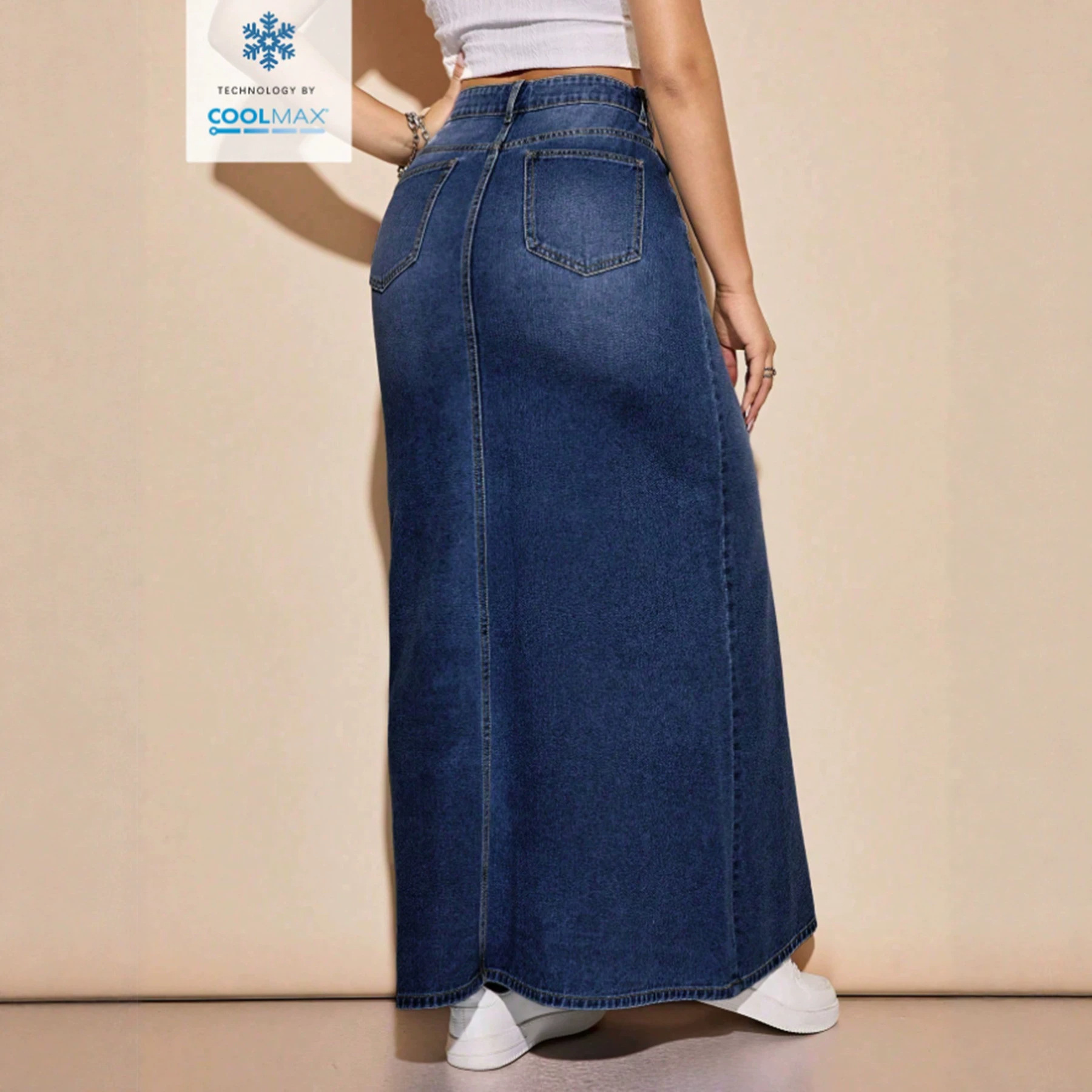 Womens Slimming, Versatile, Washed-look Denim Skirt photo 2