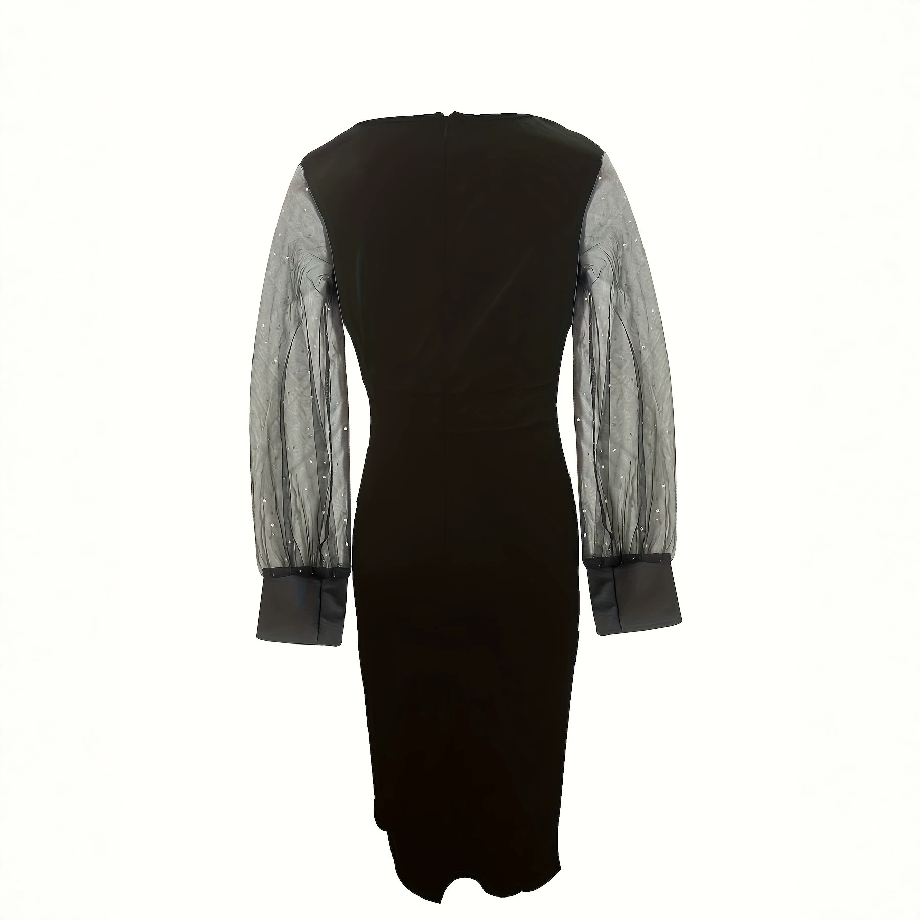 Slit Mesh-panelled Evening Gown Figure-hugging Dress photo 5