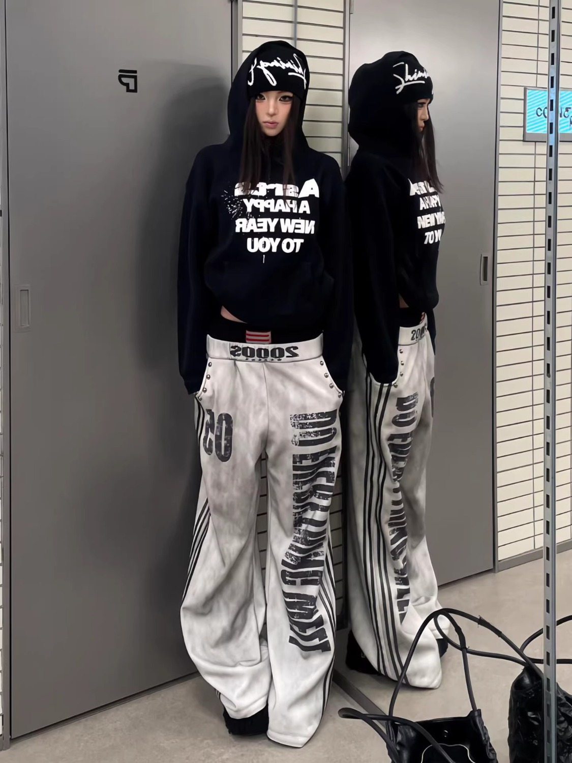 Womens Casual Distressed Straight-leg Wide-leg Pants photo 2