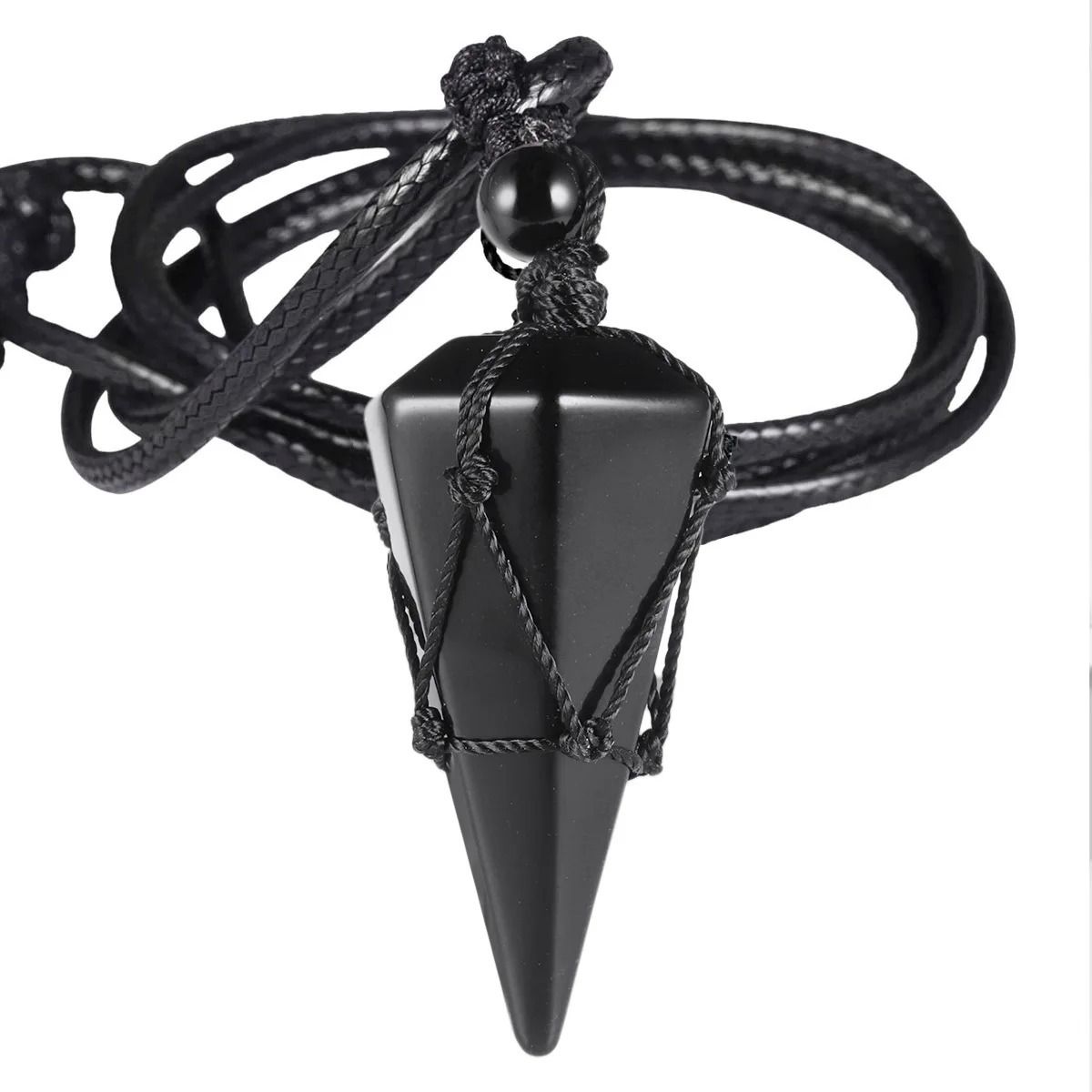 Natural Stone Three-Dimensional Hexagonal Pendulum Necklace photo 7