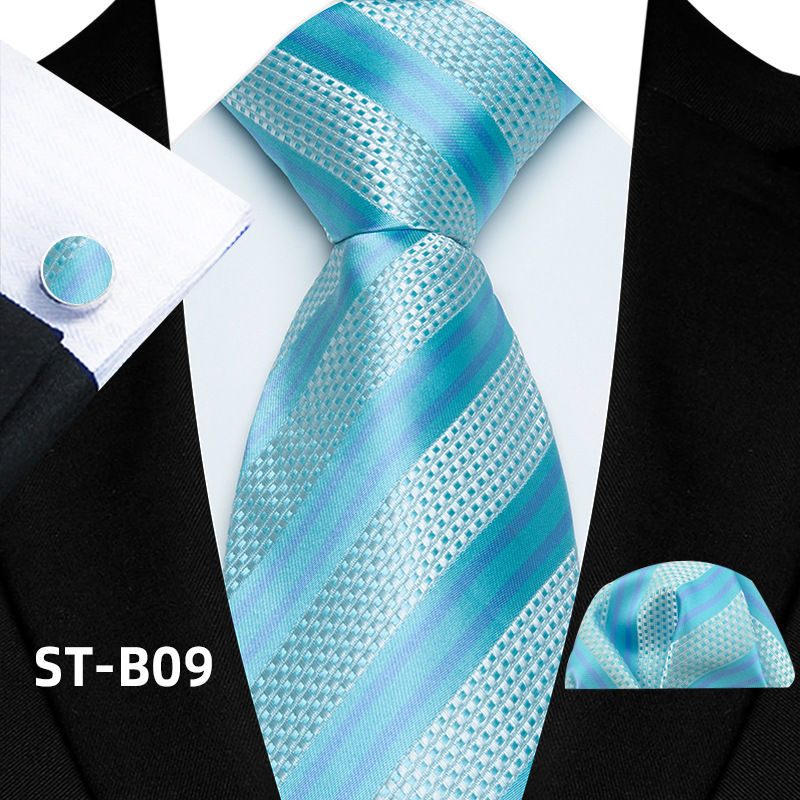 Solid-color Men's Tie Cufflinks Pocket Square photo 2