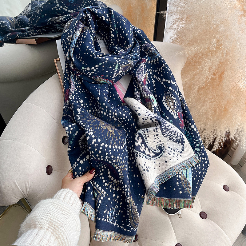 Starry Sky Cashew Flower Shawl Women's Double-Sided Thickened Scarf photo 8