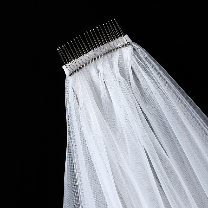 Retro French Double Layer Veil Bride photo 5