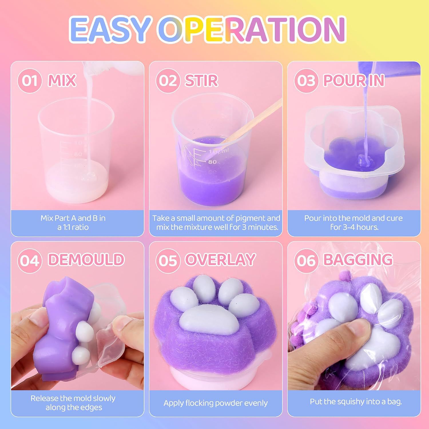 Creative DIY Hamster Cat Paw Silicone Squeeze Toy Set photo 4