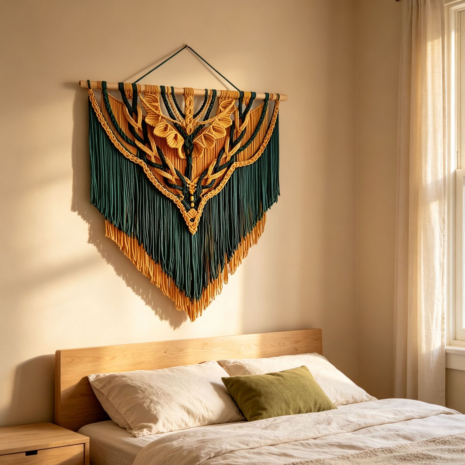 Hand-woven Cotton Rope Wall Hanging Tapestry photo 3