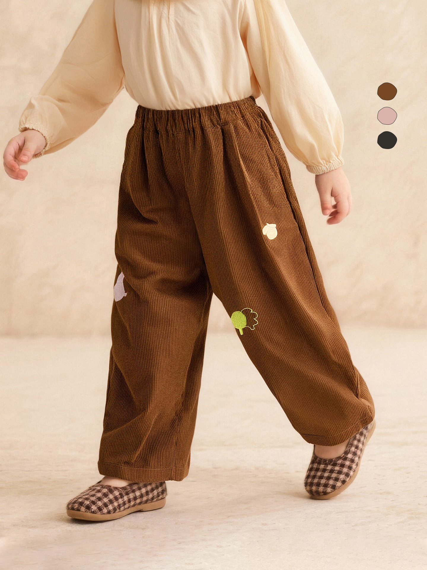 Childrens Corduroy Casual Pants With Embroidered Patterns Fashionable Kids Trousers photo 7