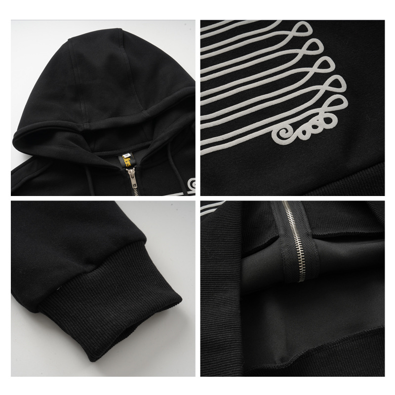 Court-style Printed Hooded Cardigan Sweatshirt photo 3