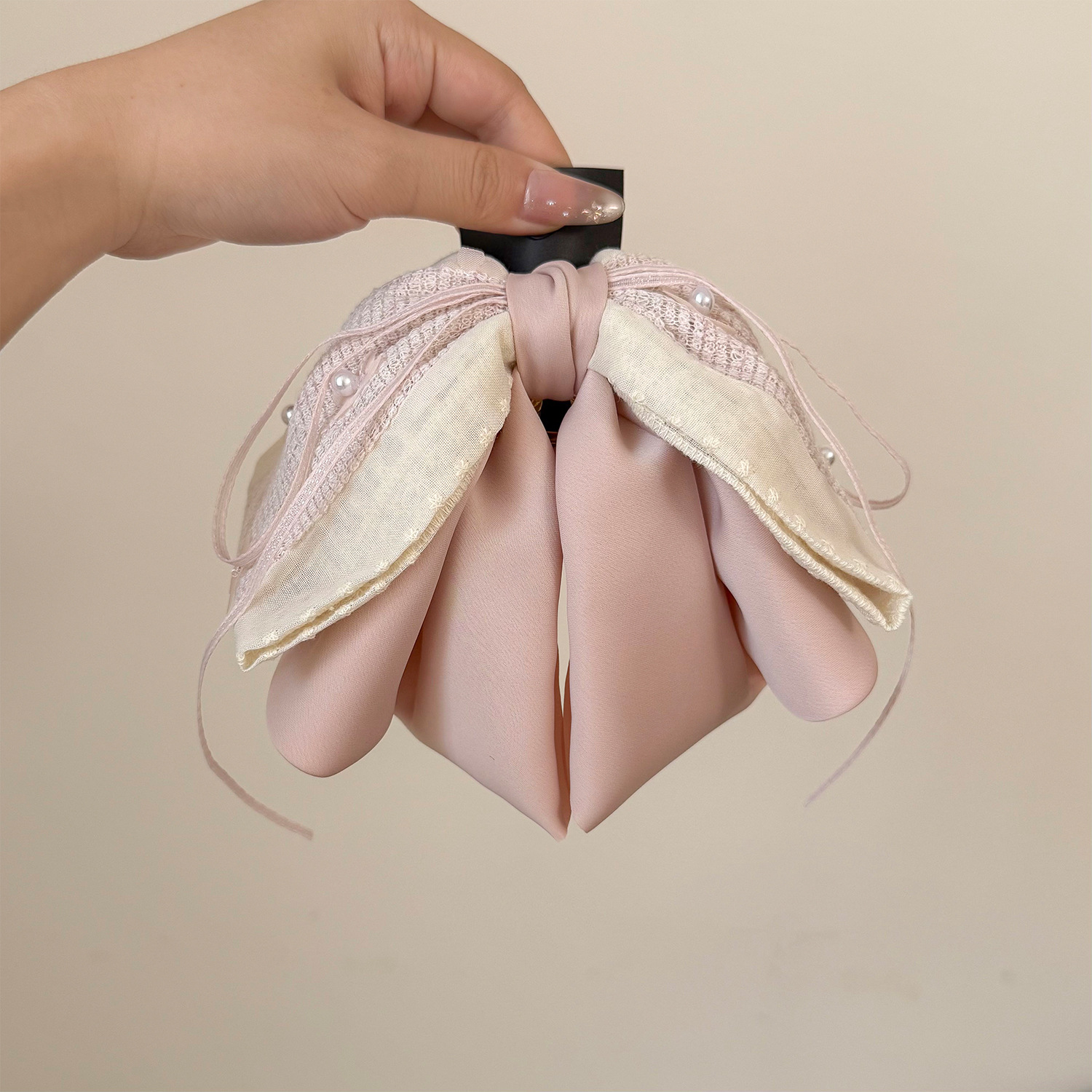 New Sweet Lace Fabric Bow Ponytail Clip photo 5