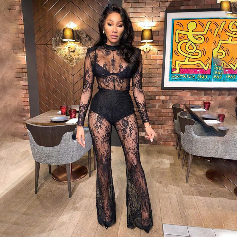Lace Sheer Sexy Plus-size Jumpsuit For Nightclubs photo 3