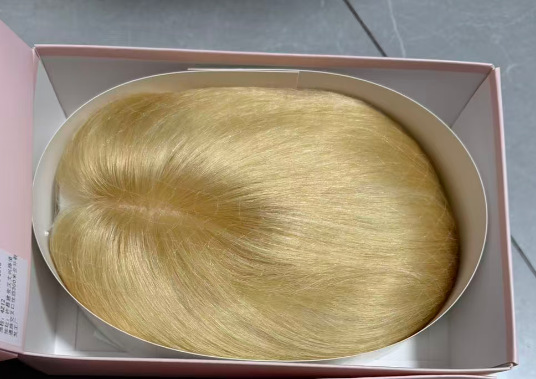 Golden Synthetic Wig With A Realistic Scalp Hairpiece photo 8