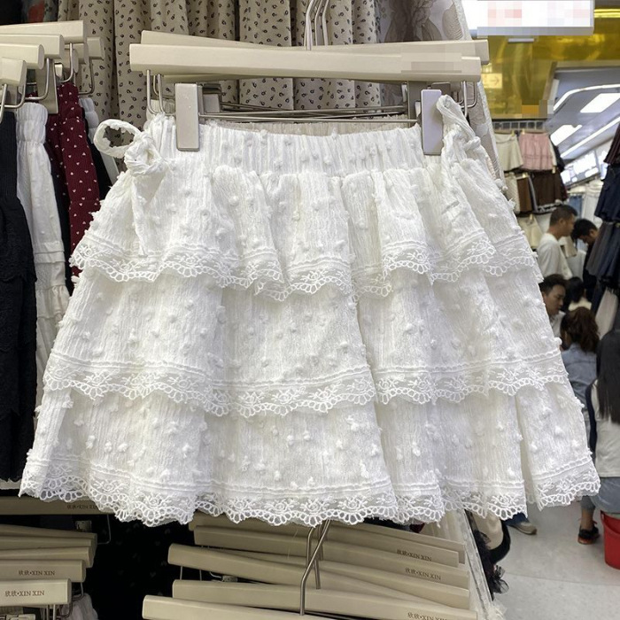 Short Lace-trimmed High-waisted Cake-style Puffy Skirttrendy photo 3