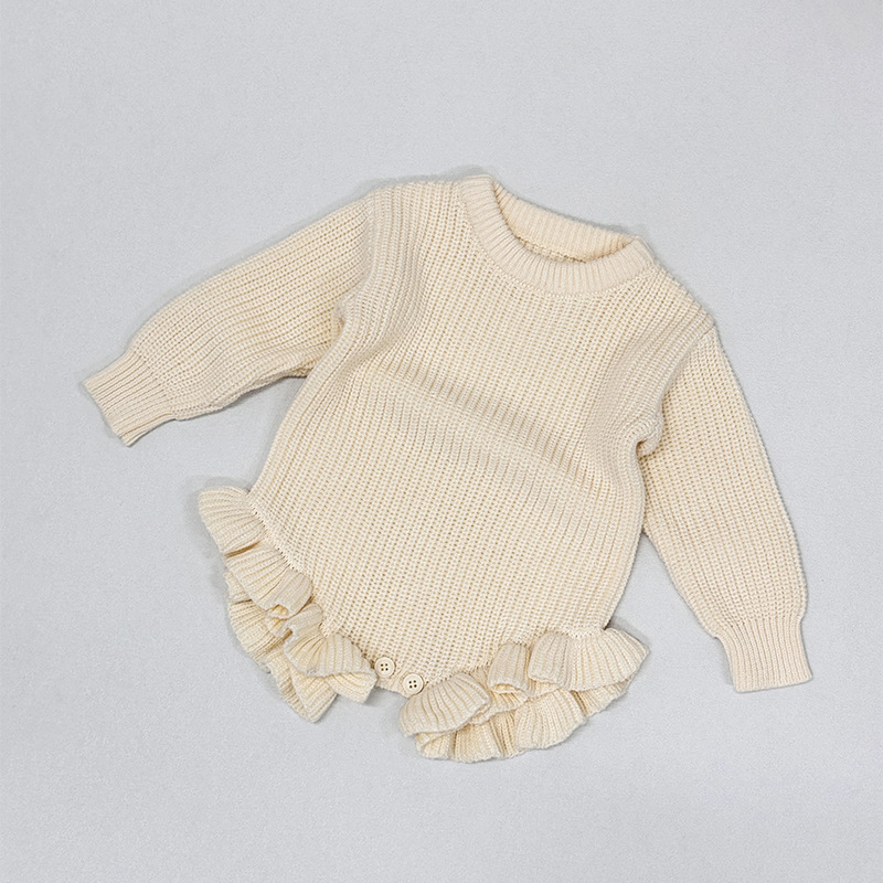 Children's Solid Color Class A Knitted Baby Onesie photo 2