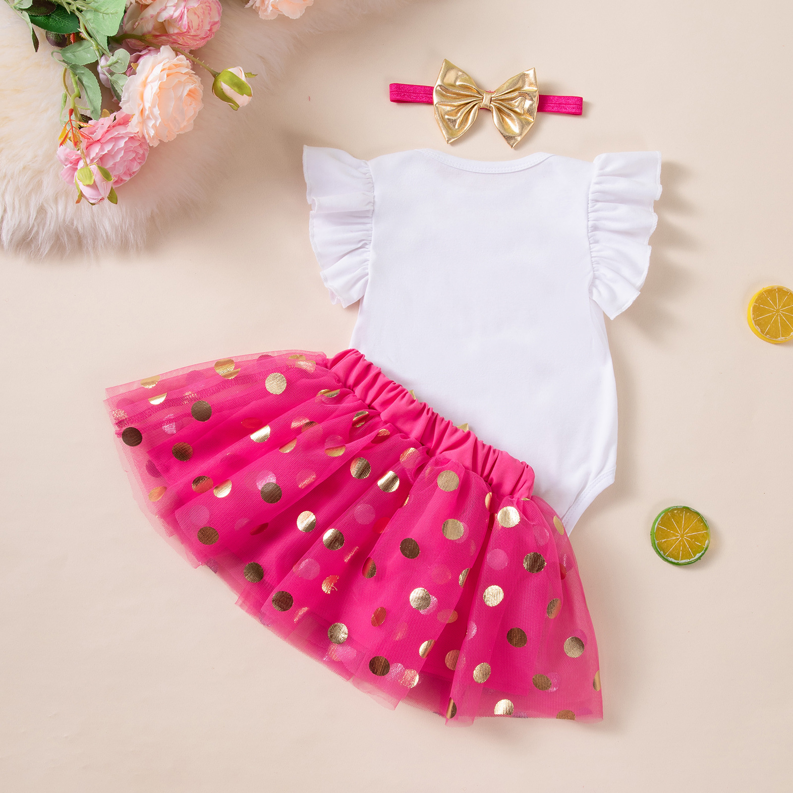Girls' Puff-Sleeve Polka-Dot Dress Set photo 4
