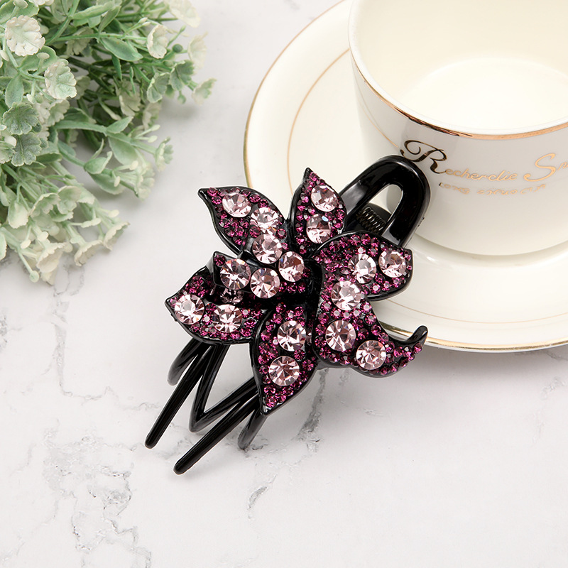 Womens Hair Clip Head Flower Three-prong Duckbill photo 7