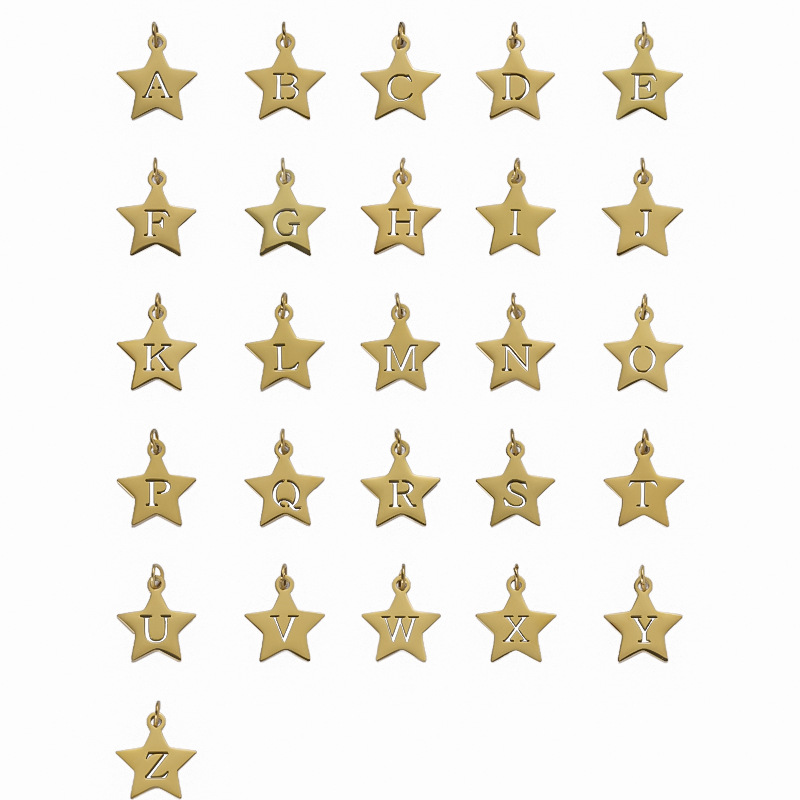 Titanium Steel Bracelet And Necklace Accessories 26-letter 18K Jewelry Pendants photo 2