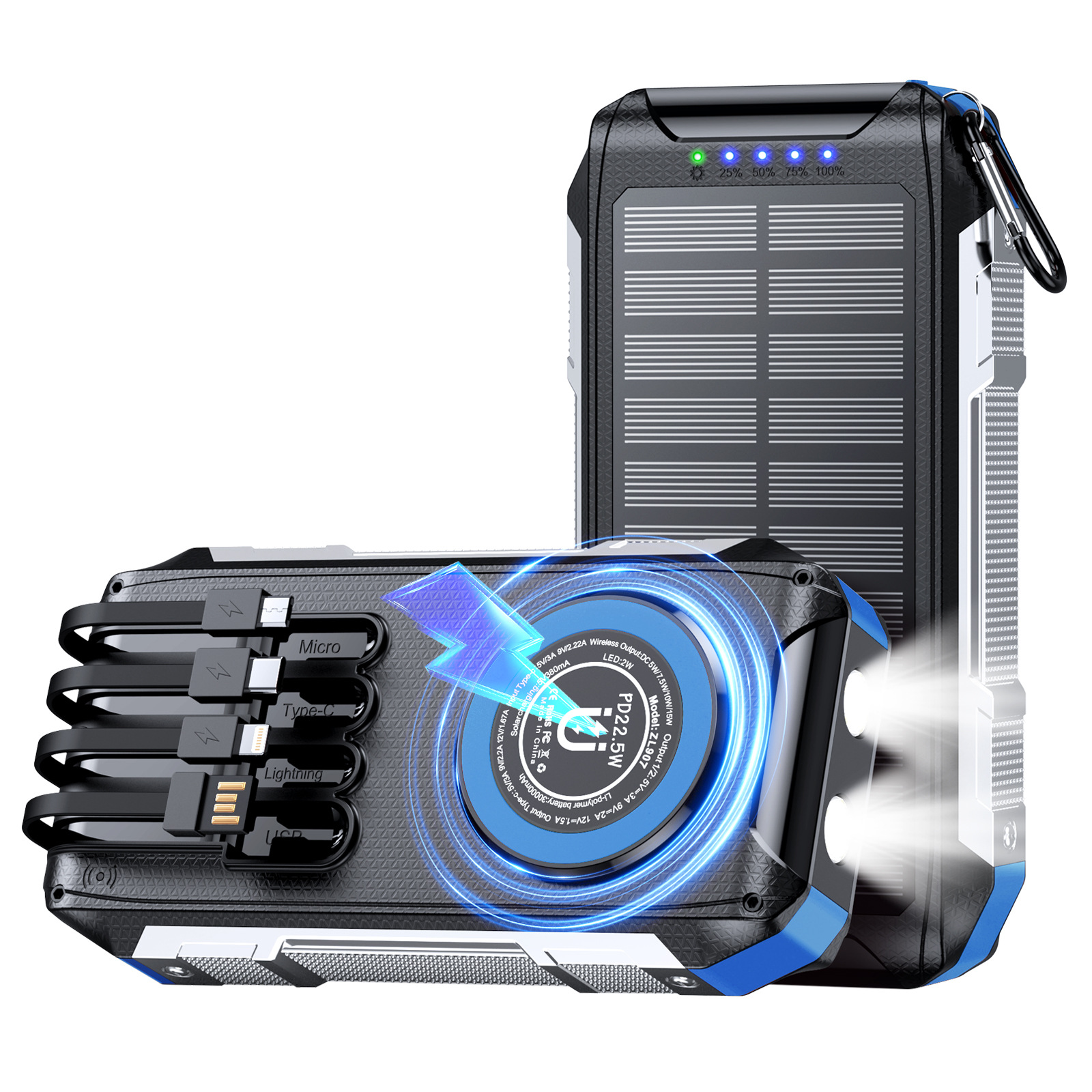 Magnetic Wireless Charging Solar-Powered Power Bank Outdoor Rugged Fast-Charging Portable Charger photo 2