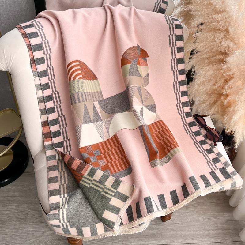 Jacquard Shawl Double-sided Thickened Scarf photo 5