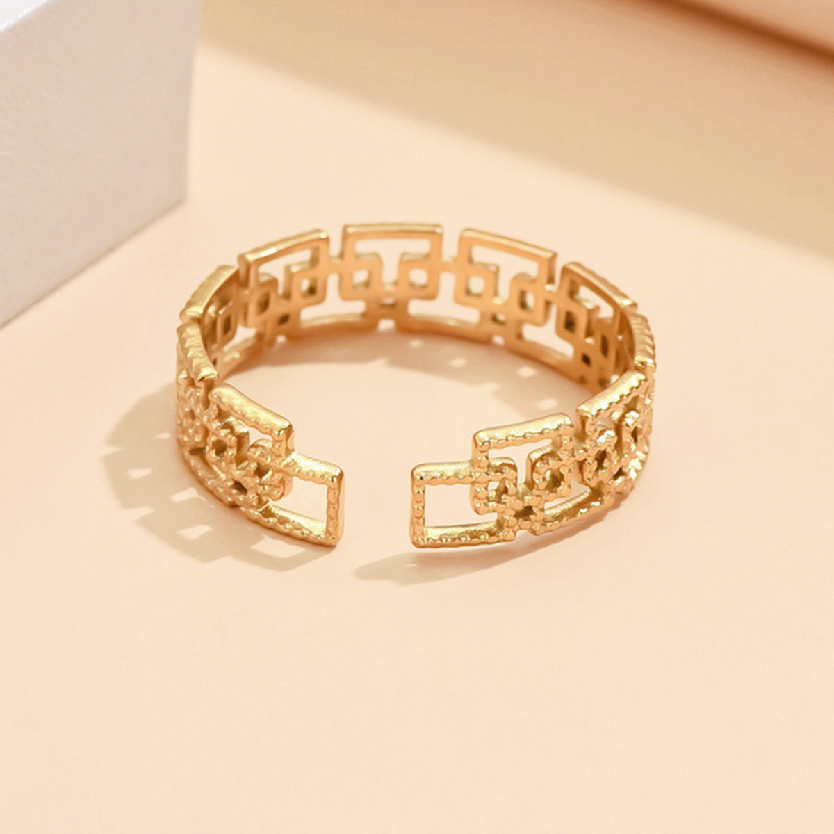Traditional Chinese Style Openwork Spiral-pattern Stainless Steel Ring photo 5