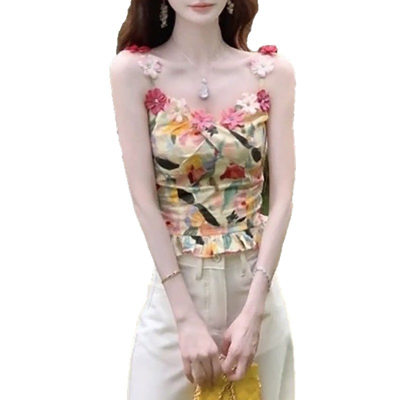 Flowery Maze Oil Painting Heavy-Duty Rhinestone Flower Top photo 5