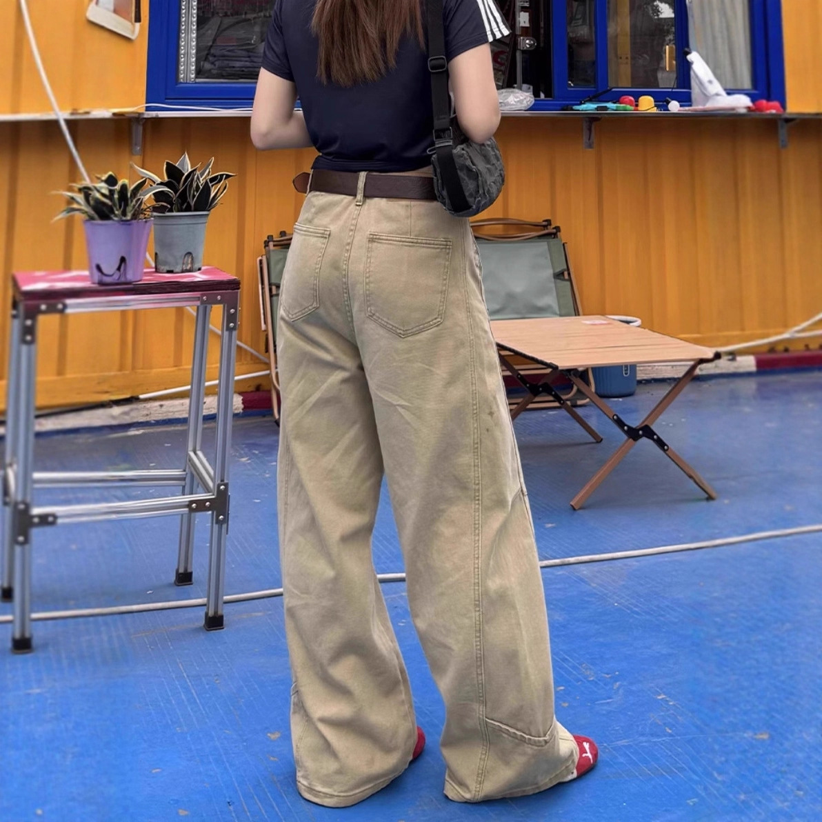 High-waisted Slimming Figure-flattering Straight-leg Denim Wide-leg Pants photo 2