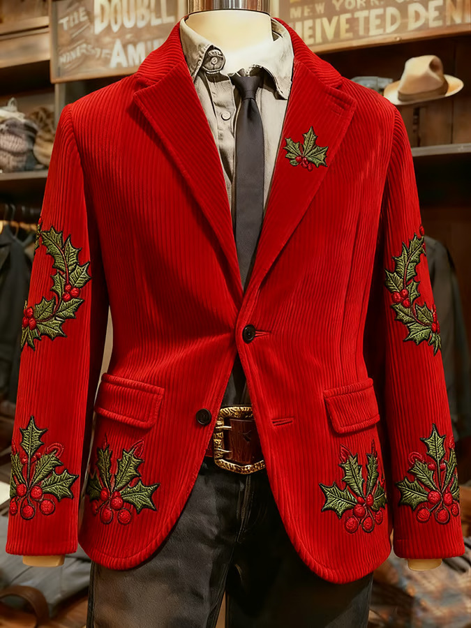 Christmas-themed Corduroy Suit With Pockets photo 4