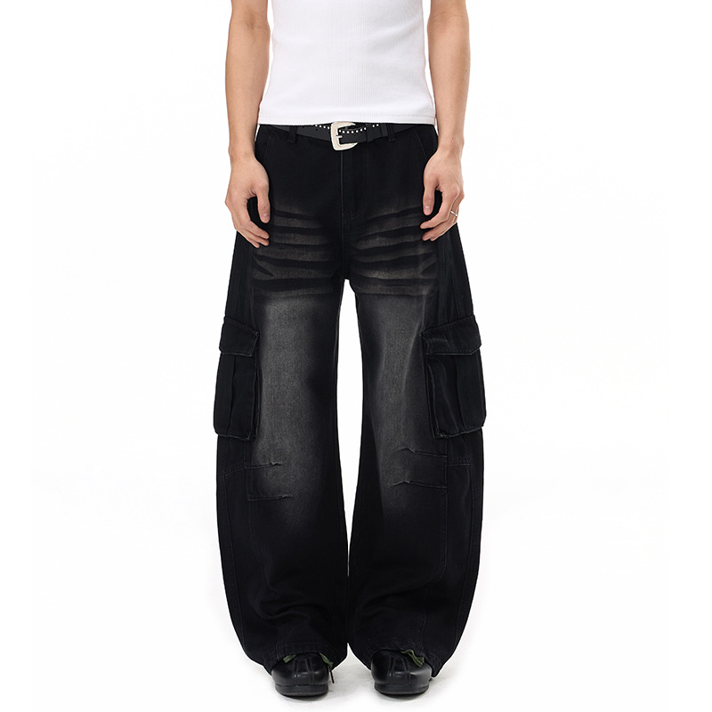 American-style High-street Three-dimensional Pocket Bootcut Jeans photo 2