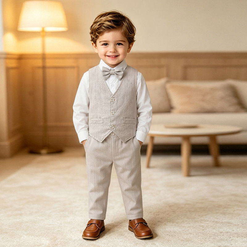 Childrens Clothing Baby Vest And Formal Three-piece Set photo 4