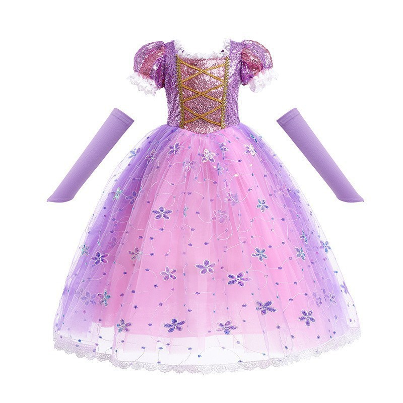 Cross-border Foreign Trade Rapunzel Dress For Children, Halloween Dress, Formal Gown, Girls Purple Tulle Dress photo 2