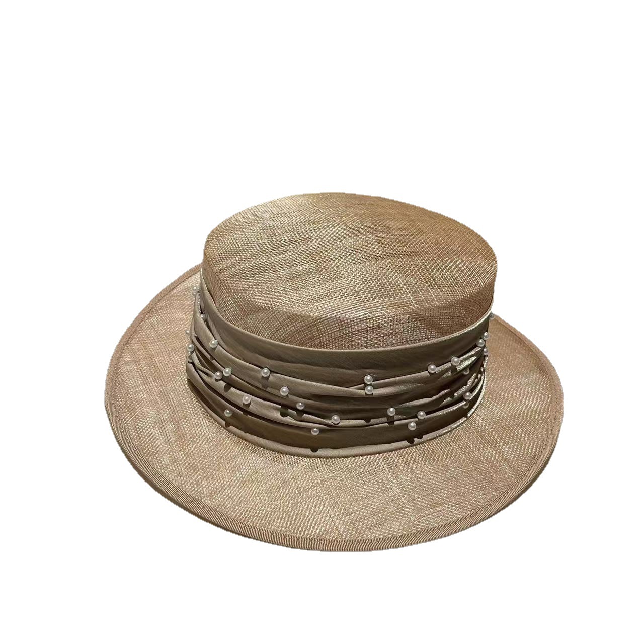 French Elegant Pearl Yarn Flat-top Cap photo 2