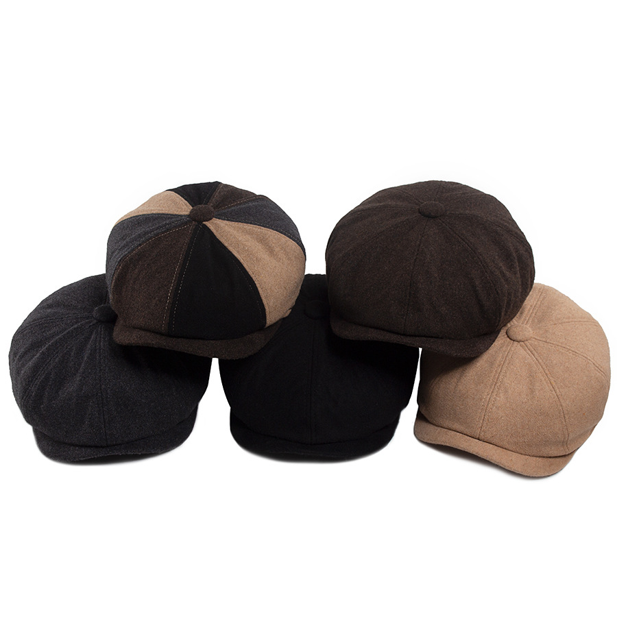 Solid-color Wool Octagonal Cap Mens British Beret photo 2