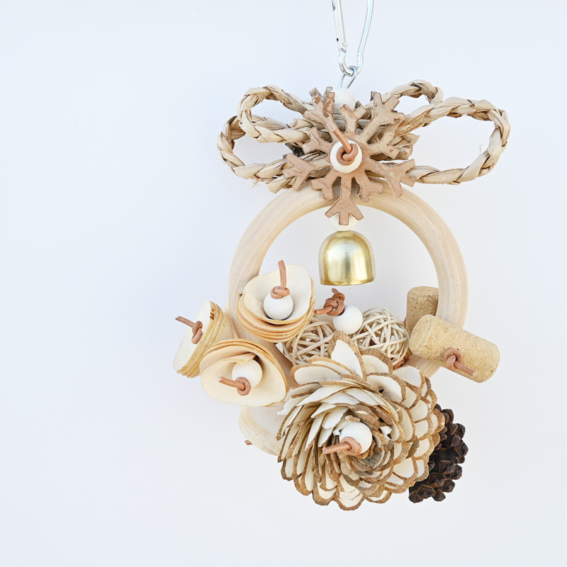 Plant Straw Gnawing Ring Natural Wood Slice Pine Cone Toy photo 6