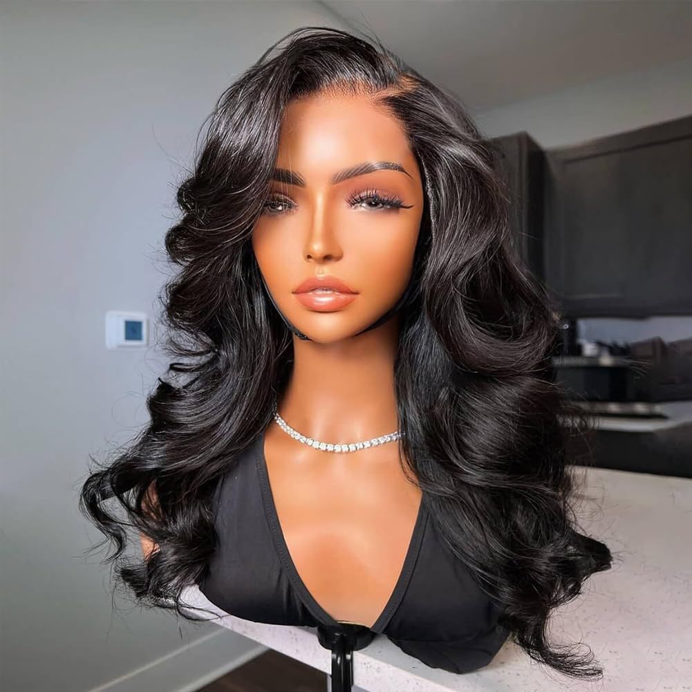European And American-style Long Black Large-wave Synthetic Wig photo 5