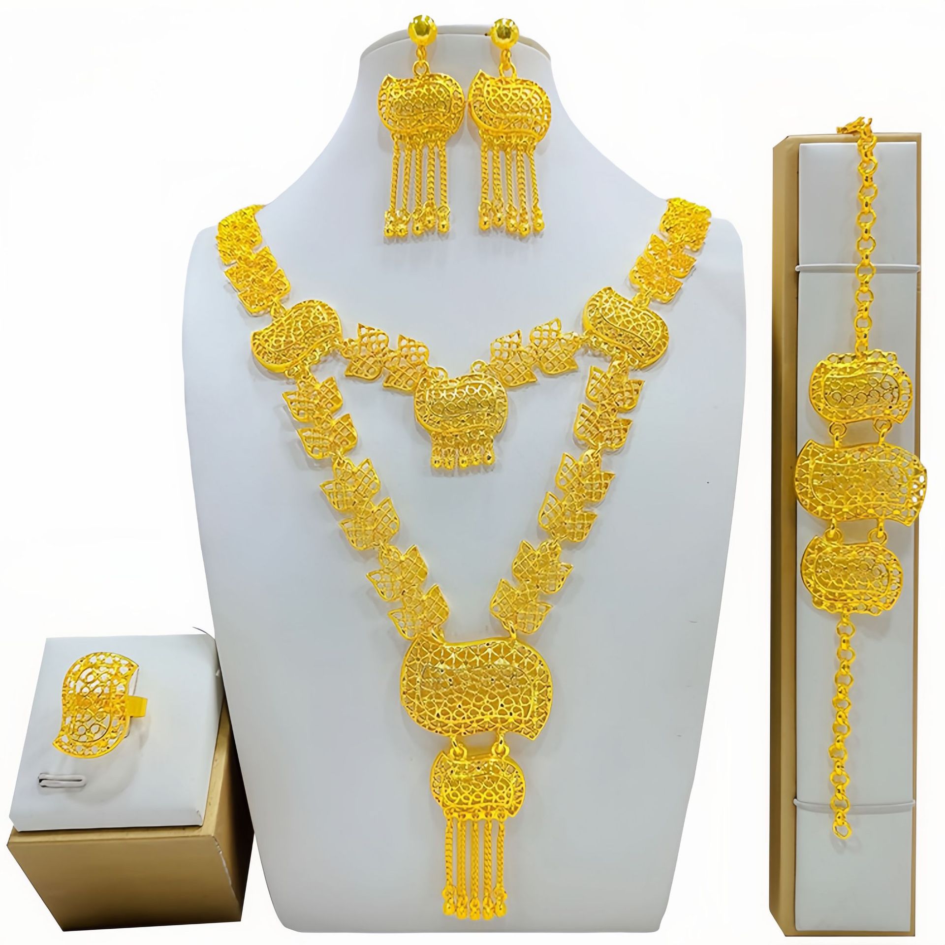 Fashion Women's Necklace Earring Ring Bracelet Suit photo 5
