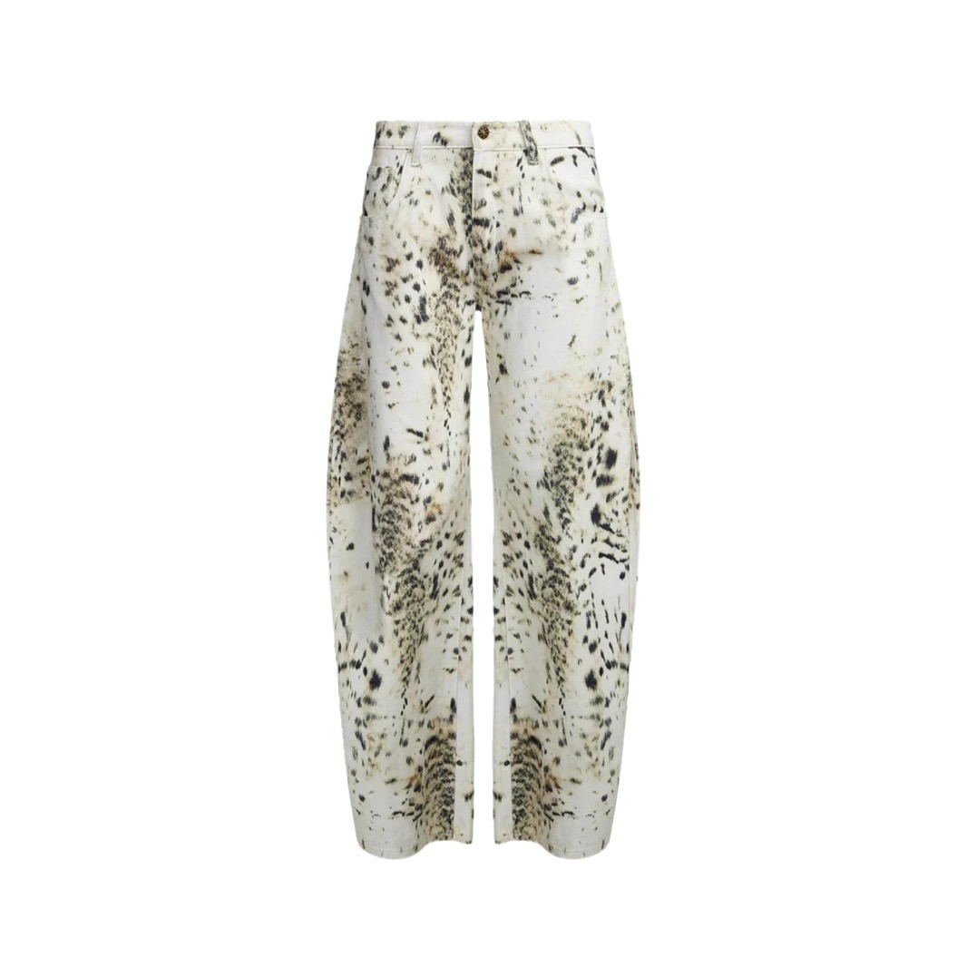 Women's Retro Washed Leopard-print Jeans photo 3