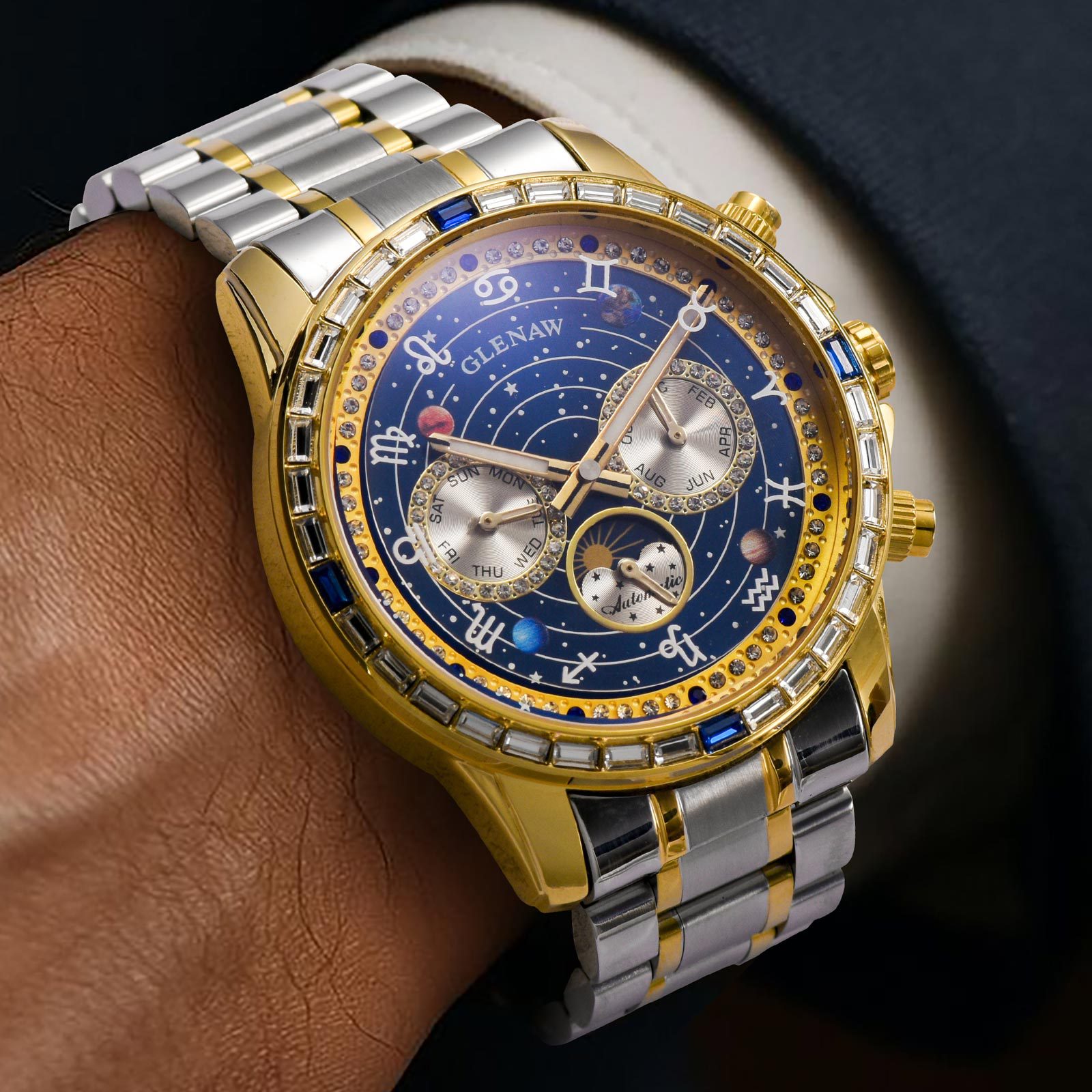Mens Diamond-Embellished Fully Automatic Mechanical Watch photo 2