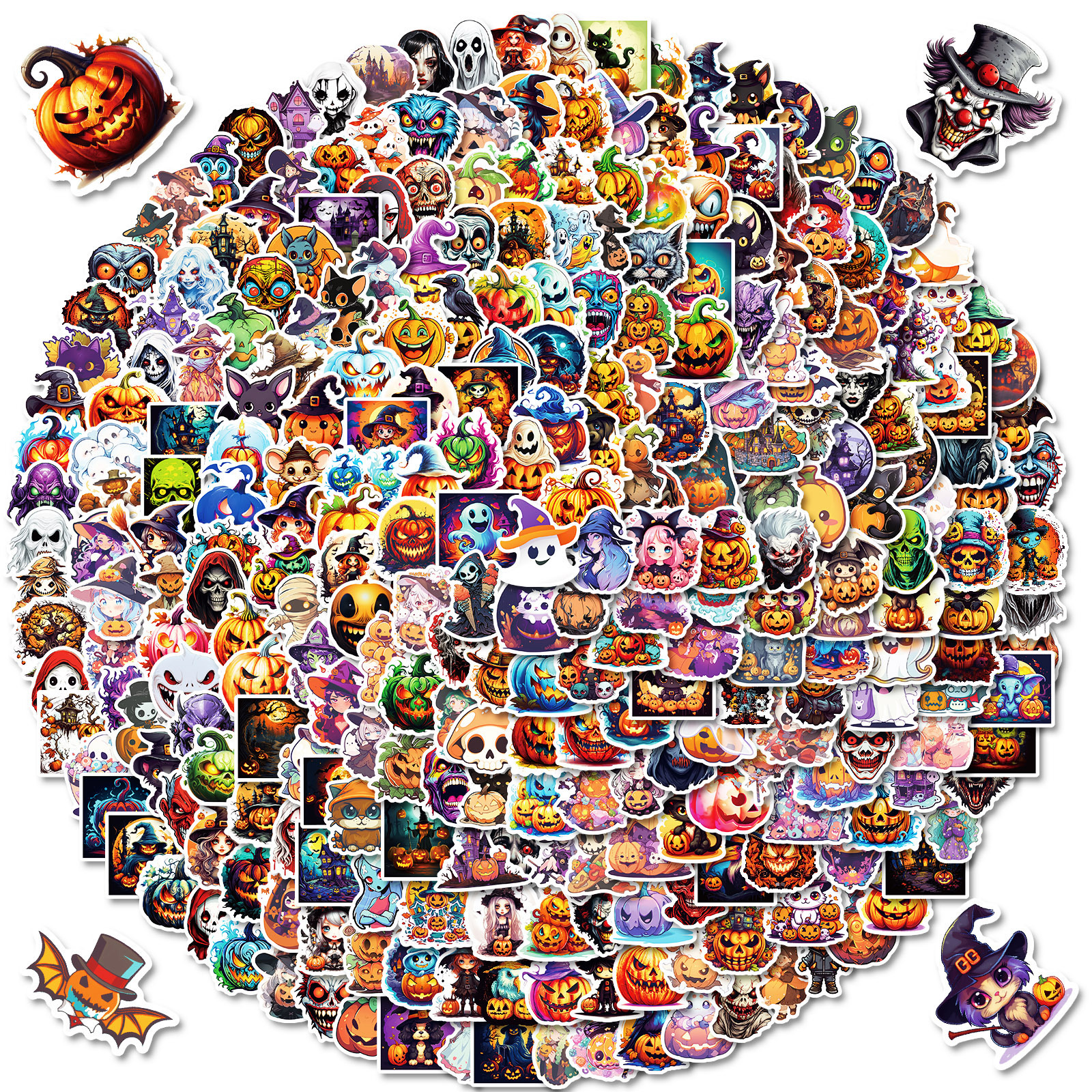 300 Cartoon Pumpkin Witch Cute Ghost Graffiti Stickers Halloween Holiday Decoration Stickers DIY Refrigerator Mobile Phone photo 7
