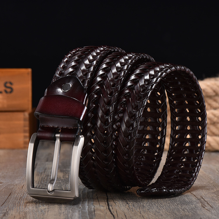 Handwoven Vintage Leather Belt For Men photo 3