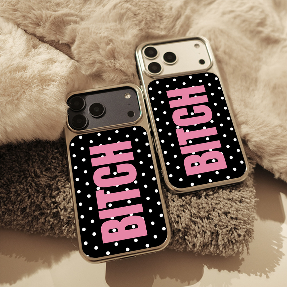 White Polka-dot Matte Magnetic Phone Case With Black Edges photo 2
