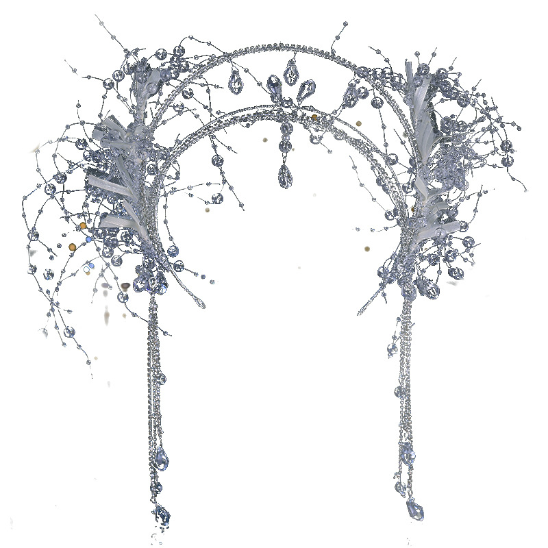 Bridal Crystal Forehead Pendant Headband Tassel Earrings photo 6