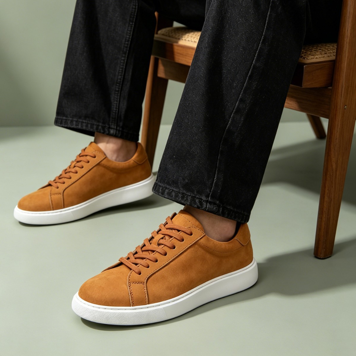 Washed Leather Sneakers Mens Casual Leather Shoes photo 1