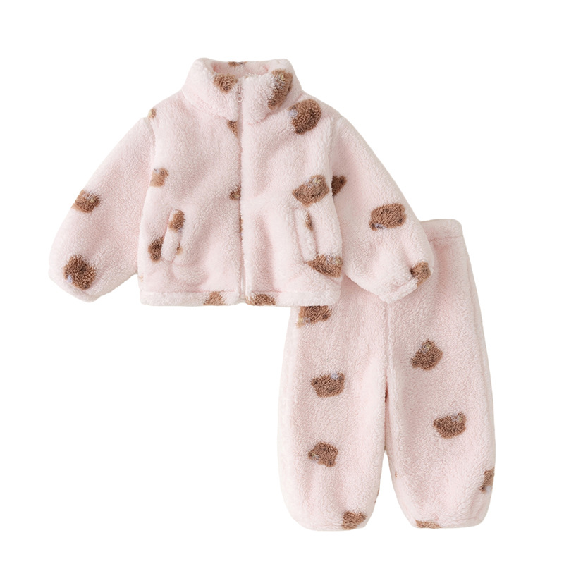 Girls' Home Wear Baby Coral Fleece Children's Pajama Set photo 3