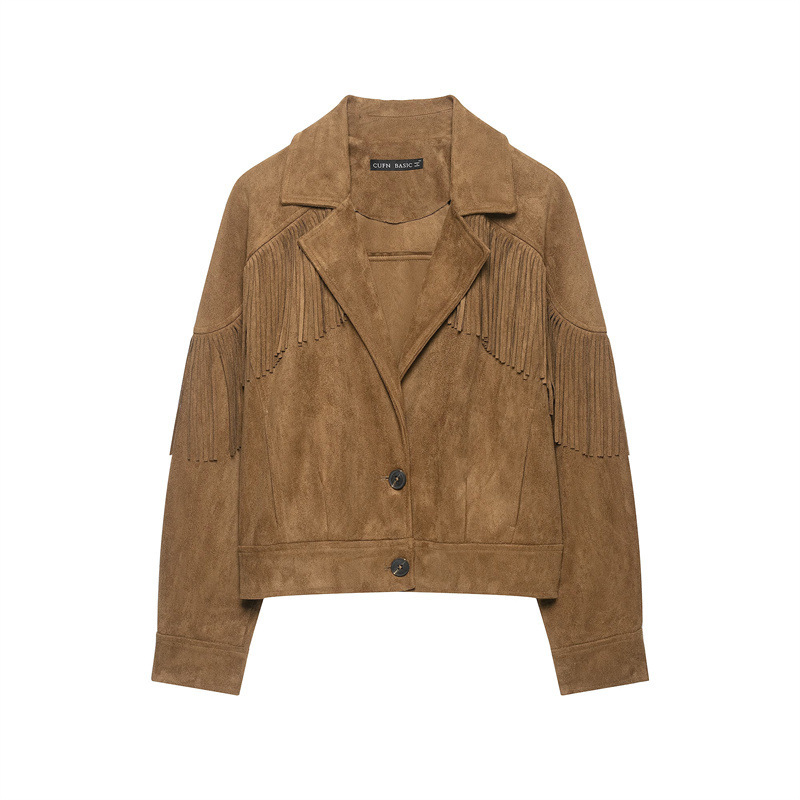 Women's Suede Tassel Jacket Coat photo 1
