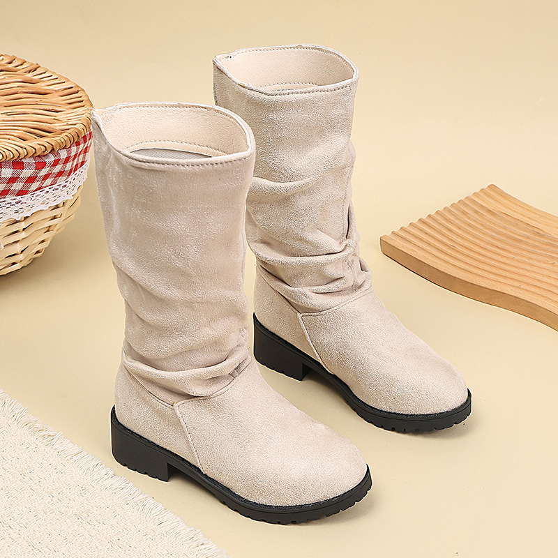 Korean-style Velvet-lined High-top Kids' Fashion Boots photo 5