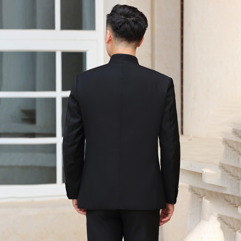 Stand-up Collar Black Long-sleeved Gown photo 4