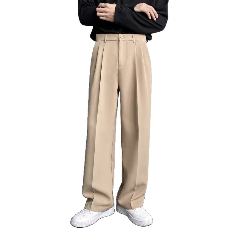 Loose-fitting Straight-leg Trousers Ice-silk White Suit Pants For Men photo 2
