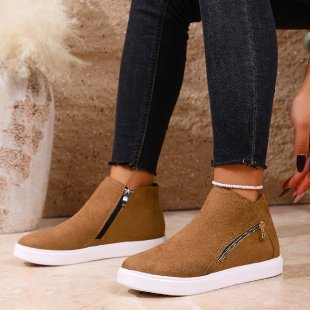 Women's Solid-color Thick-soled Boots With Side Zipper photo 2