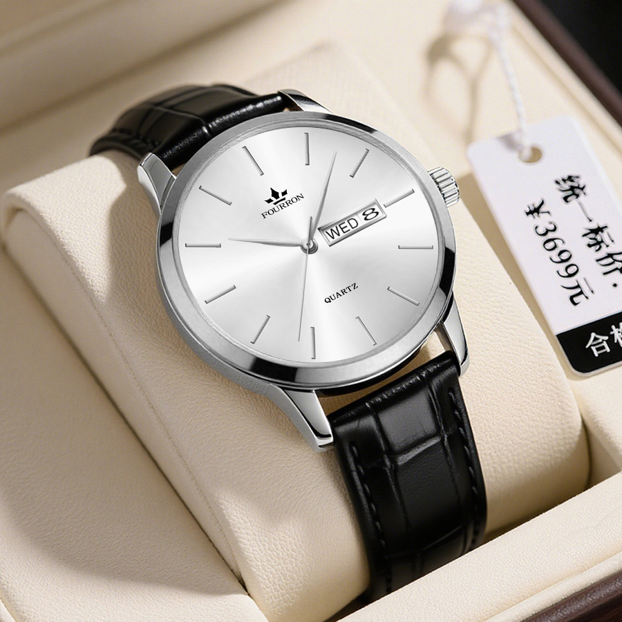 Men's Minimalist Watch With A Dual-calendar Leather Strap photo 3