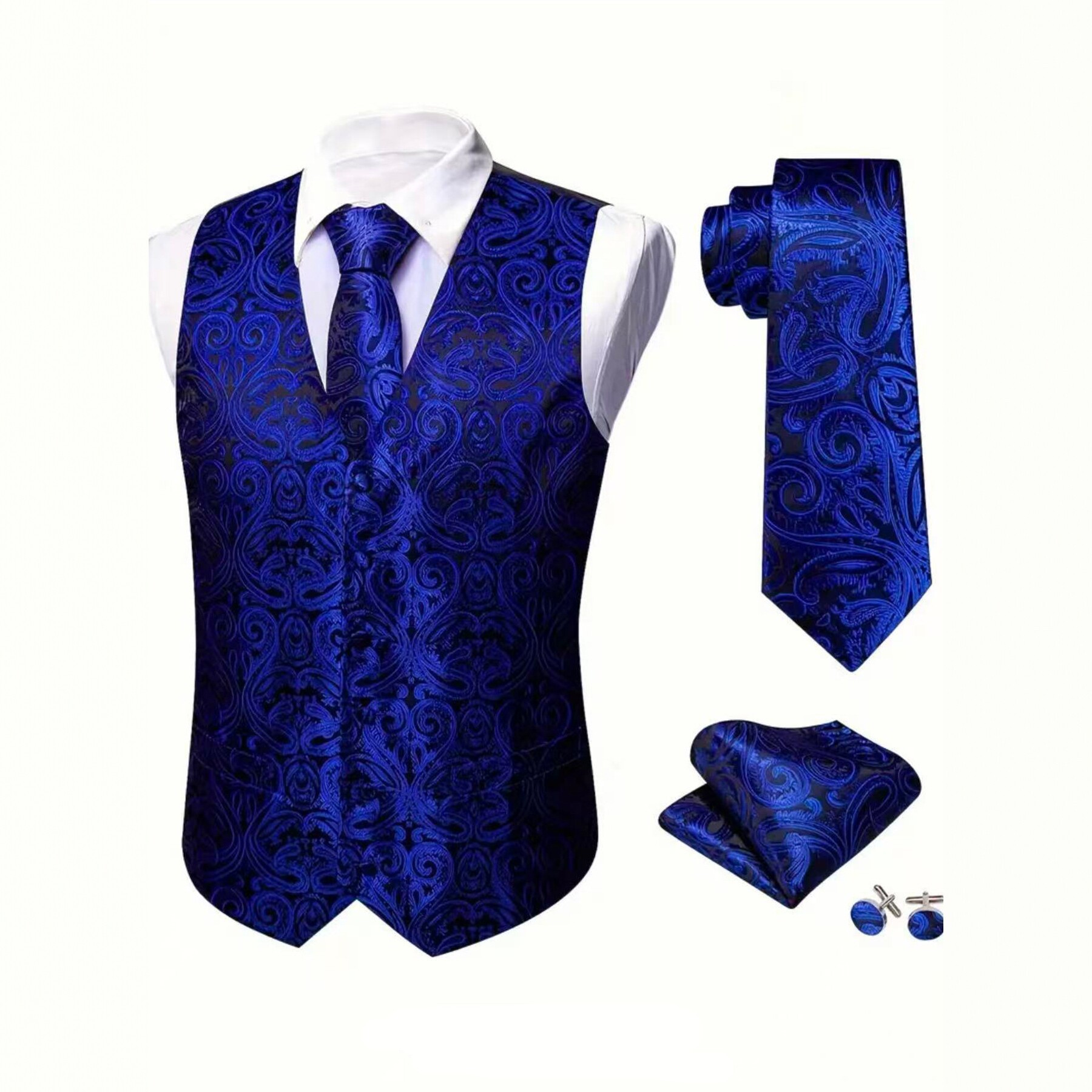 Men's Vest Set With Tie, Pocket Square, And Cufflinks Included photo 7