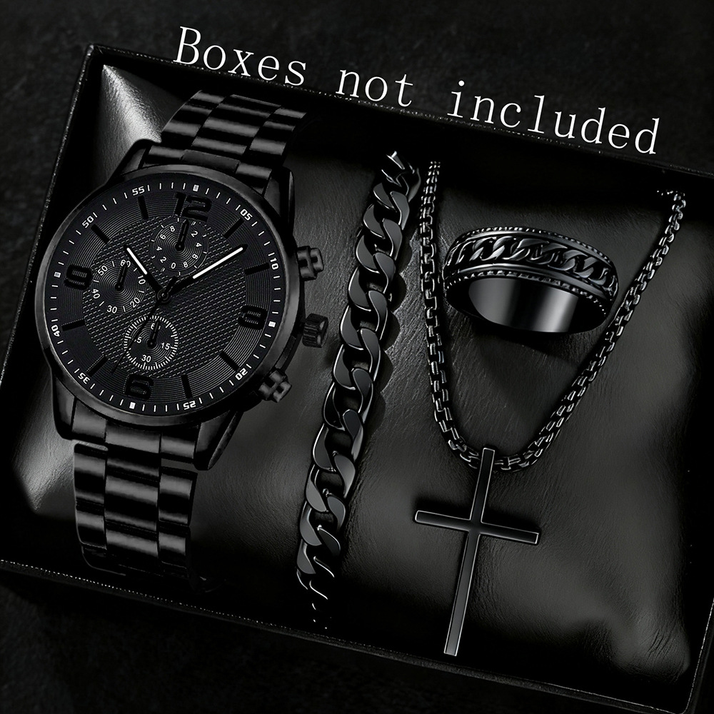 Three-Eye Digital Mens Watch Bracelet And Necklace Set photo 6